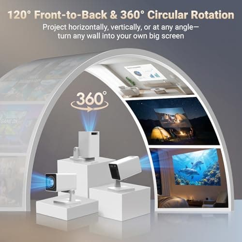 Mini Projector for Bedroom Ceiling, Smart Portable Projector with Android, WiFi & Bluetooth, 1080P Supported Home Cinema Projector for Movie Nights, Compatible with iPhone/Android — view 3