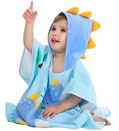 Hilmocho Kids Hooded Beach Towel Poncho Children Bath Towel Bathrobe Animal Cotton Swimming Pool Shower Towel for Boys Girls