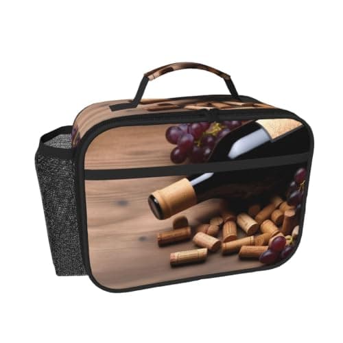 FHEDVBN Wine Bottle Corks Grapes Lunch Bag Insulated Lunch Box Reusable