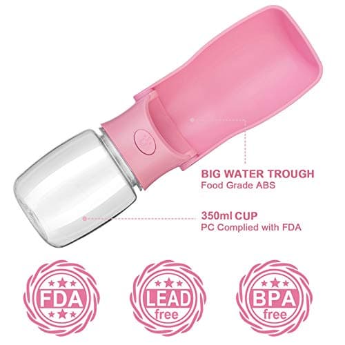 Canareen Foldable Travel Dog Water Bottle for Dog Cat Outdoor(350ml,Pink) — view 2
