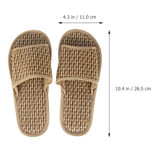 Ciieeo Breathable Comfortable Bamboo Slippers for Women, Khaki Weave Sandals Thick Bottom, Creative All-Match Design for Home and Going to Beach, 1 Pair — view 5