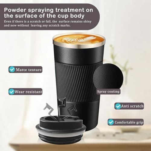 Senshuomy Travel Mug, Insulated Coffee Cup with Leakproof Lid(Black/510ml) — view 5
