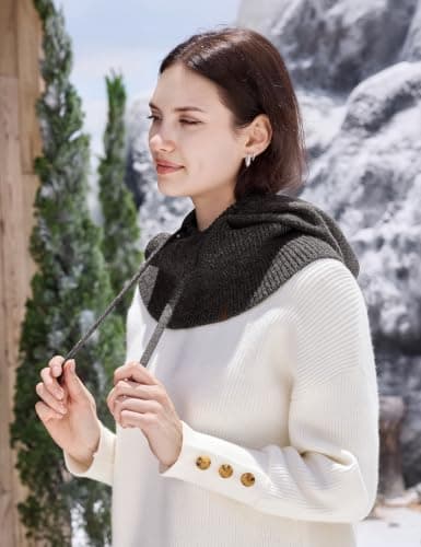 Vijamiy Knitted Hooded Scarf for Women & Men 2 in 1 Winter Balaclava Hat — view 5