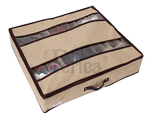 Periea ‘Sami’ Shoe Organiser - Foldable Shoe Storage Bag/Box for Tidying & Organising Shoes, Trainers, Heels & Boots – Anti-odour & Anti-mould Fabric (Beige) — view 3