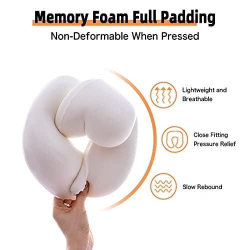 WENGX Travel Pillow Neck Pillow Memory Foam Soft Comfort and Support Travel Flight Neck Pillows,U-shaped Pillow for Sleeping with Storage Bag for Airplane Car Office Home,etc (Blue) — view 3