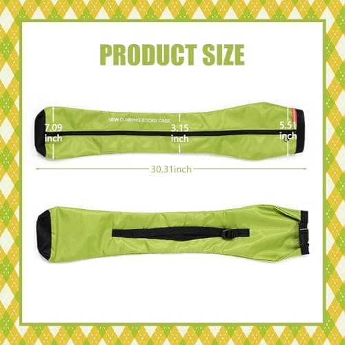 Chris.W Portable Trekking Pole Carrying Bag Storage Bag Pouch with Zipper for Walking Stick Hiking Poles Travel Case (Green) — view 2