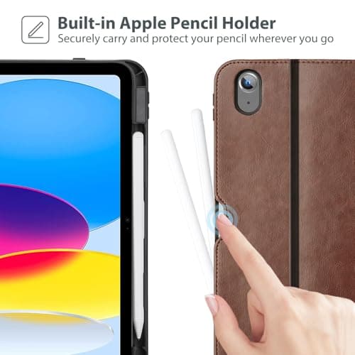 ProCase Leather Case for iPad A16 11th Gen 2025/10th Gen 2022 -Brown — view 4
