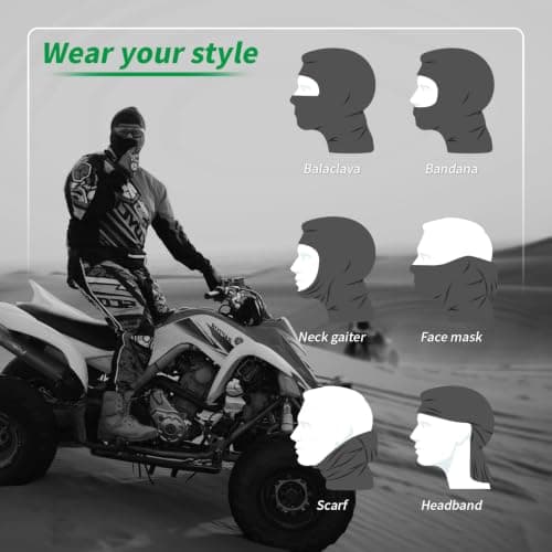 LONGKING Thick Balaclava Ski Face Mask, UV Protector Windproof Lightweight Neck Warmer for Motorcycle Cycling, Skiing, Snowboarding, Black — view 5