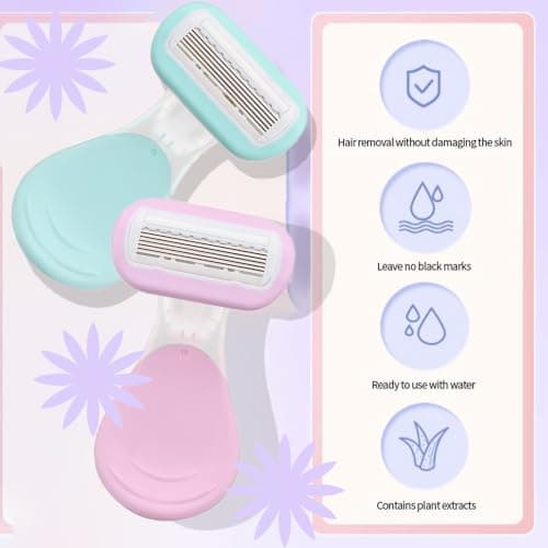 Women’s Short Handle Razor Kit with Aloe Vera & VIT E– Reusable Shaver for Underarm, Leg, Arm & Bikini Area, Non-Slip Mini Travel Set for Smooth Hair Removal (Pink 1pice+3 Replacement Head) — view 6