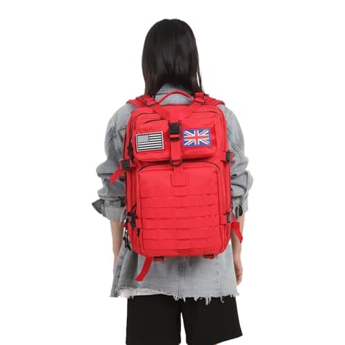 Thuram 50L Durable Nylon Waterproof Fishing Hunting Backpack Outdoor Military Rucksacks Tactical Sports Camping Hiking Bags (Red) — view 3