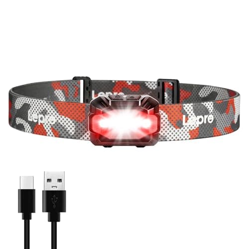 Lepro Camping Head Torch Rechargeable, Dual Power Headlamp-10 Modes, 90H+