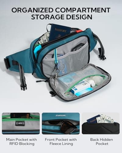 Waterfly 3L Large Bum Bag: RFID Blocking Anti-Theft Fanny Pack for Travel — view 5