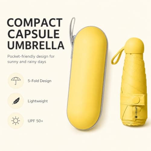 WHJYCC Compact Folding Umbrella - Lemon Yellow Travel Umbrella with Case — view 2