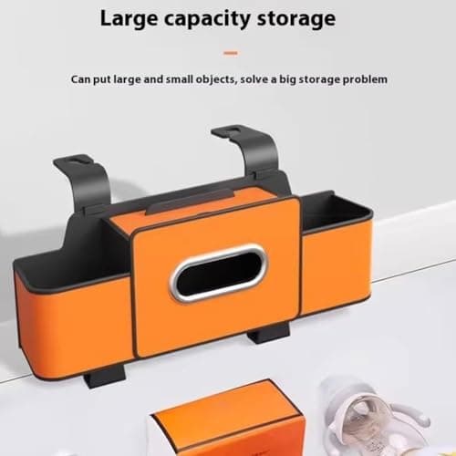 2026 Upgraded 4 in 1 Car Back Seat Organiser, Universal Headrest Car Storage Organiser with Dual Cup Holders, Tissue Box & Phone Holder, for Cars, SUVs, Sedans, Family Travel & Daily Commute (Brown) — view 6