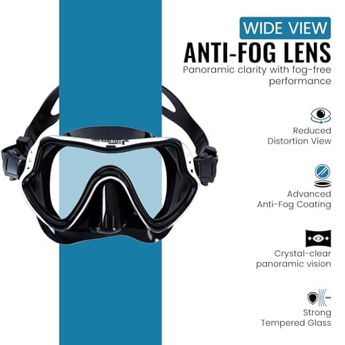 Two Bare Feet Dry Top Snorkel and Silicone Mask Set – Anti-Fog Wide View Tempered Glass Lens with Adjustable Silicone Straps – Leak-Proof Snorkelling Gear for Adults & Teens, Swimming & Diving — view 5