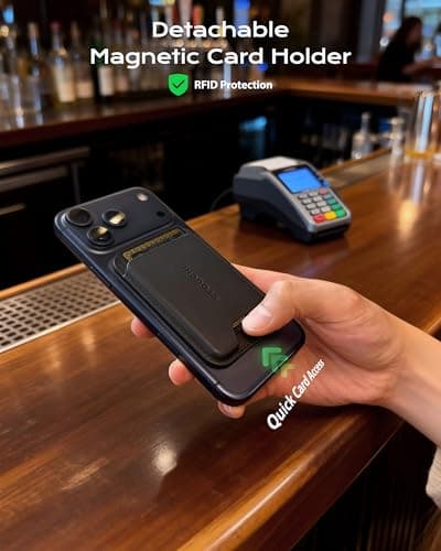 Stouchi Passport Holder Airtag Wallet, AirTag RFID High-Grade Vegan Leather Travel Wallet with Detachable Magnetic Card Case & Quick-Extract Strap (Black) — view 3