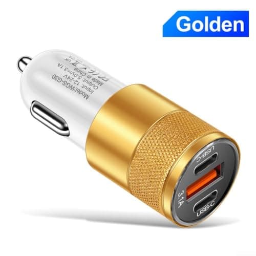 3.1A Dual USB Car Charger 2.5cm Wide Fitment(Yellow) — view 3