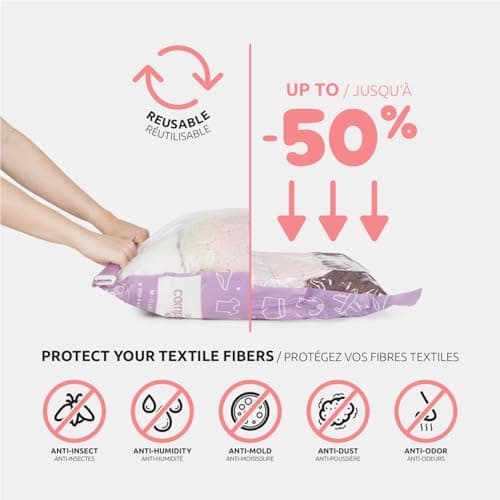 Compactor Set of 2 Roll up M Vacuum Compression Bags - Size M, Violet, 45X85Cm - Space Saving Solution — view 4