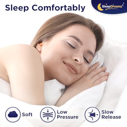 Premium Ear Plugs for Sleeping - 20 Pairs, Orange - Noise-Cancelling Earplugs for Peaceful & Uninterrupted Sleep - Soft & Comfortable Foam Ear Plugs for Work, Concerts & Travel by SleepDreamz — view 4