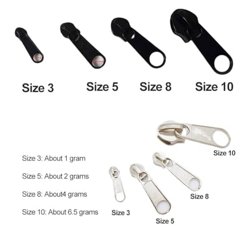 8 PCS Zipper Repair Kit Spare Zipper Pull 4 Sizes Instant for #3#5#8#10 Zip Puller Replacement Set Black and Silver Multipack Removable for Purse Clothes Jeans Suitcase Luggage Backpacks Fixing — view 2