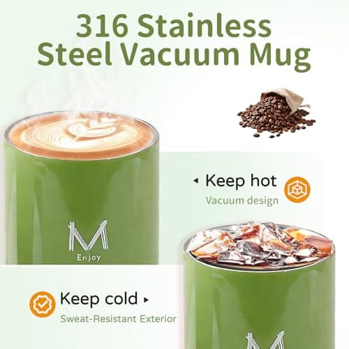HZXYchen Double-Wall Insulated Travel Mug, Insulated Coffee Mug 350ml – Dual Drink Lids (Sip & Open), 316 Stainless Steel, 6H Hot / 8H Cold, Leak-Proof, Gift Box (Green) — view 5