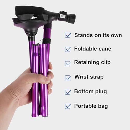 RUNZI Folding Cane with Led Light, Adjustable Canes and Walking Sticks for Arthritis Disabled and Elderly (Purple)… — view 2