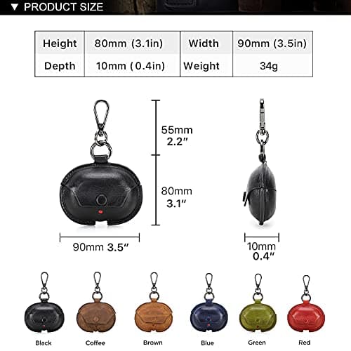 Handmade Genuine Leather Earphone Travel Storage Case Cover suits for Beats Studio Buds True Wireless TWS Earbuds Durable Carrying Protective Cover (CF1136Black-A) — view 6