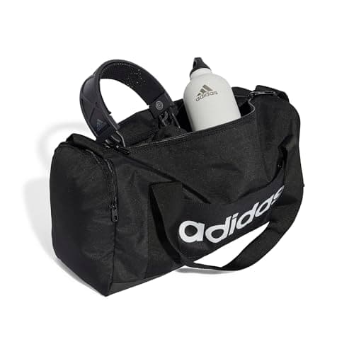 adidas Unisex Essentials Linear Duffel Bag Duffel Bag, Black/Black/White, XS — view 6