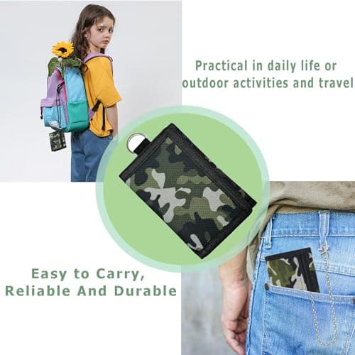 Bogoro Camouflage Wallet Travel Card Holder Wallet Three Door Slim Wallet Rfid Kids Sports Canvas Coin Purse for Kids, Boys and Girls, Army Grey, 12 x 8 x 1 cm, Modern — view 6