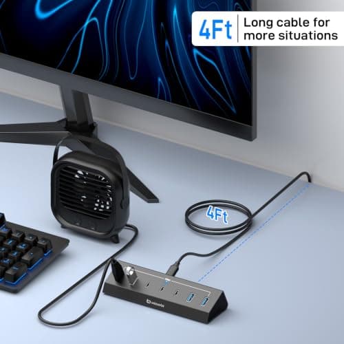 Xiaobi USB C Hub 7 Ports USB 3.0 Hub with 4*USB-A&3*USB-C (120cm) — view 4