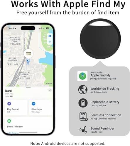 RSH Air Tracker Tag 4 Pack Item Finder Bluetooth Key Tracker Work with Apple Find My (iOS), 80 dB Alarm,IP67 Waterproof Smart Tag with Replaceable Battery, for Keys, Wallet, Luggage, Bags — view 3