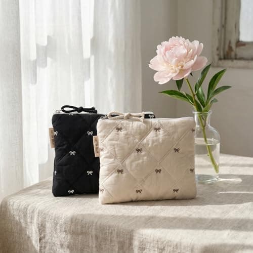 Solvio 2PCS Small Makeup Bag for Handbag, Cute Mini Cosmetic Pouch with Bowknot Design, Portable Travel Toiletry Organizer for Women Girls Daily Essentials — view 4