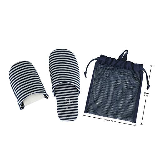 BUXTON Cozy Lightweight and Memory foam Indoor Slippers for Womens and Mens(unisex), Foldable Slippers with Mesh bag-For Home,Travel,Spa and Hotel, Navy/Grey, Small-Medium — view 5