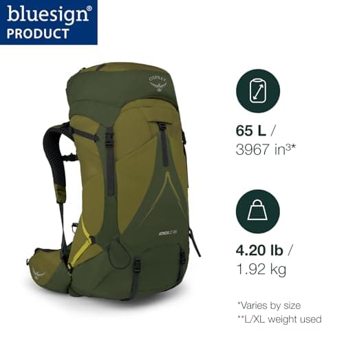 Osprey Atmos AG LT Men's Backpacking Pack, 65L Large/X-Large, Blue — view 2