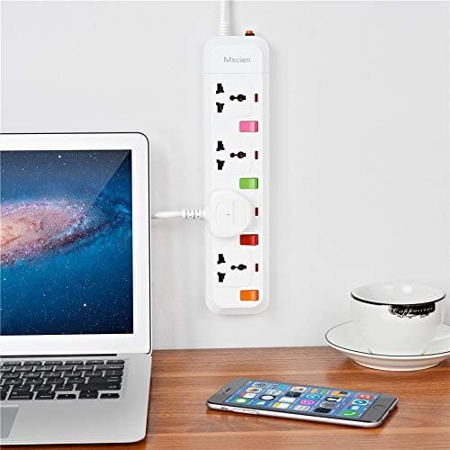 MS ASDF26 UK to USA Travel Extension Lead 4 Way Power Strip Universal Socket Plug With 1.8M Power Cord-White — view 6
