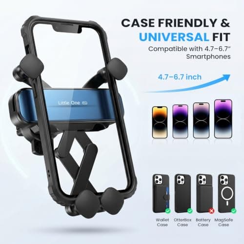 AIYEEN Little One Pro Car Phone Holder for Vent, Mini One-Hand Car Mount with Eagle Clip, Zero Noise Phone Cradle for Car, 360° Rotation Compatible with iPhone Samsung Android 4.7-6.7" (Blue) — view 5