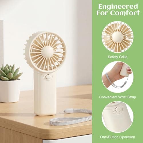 Liravonte Mini Portable Fan, Battery Operated Hand Held Fans — view 3