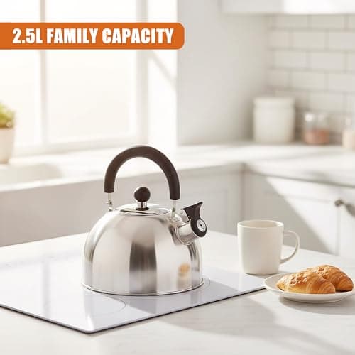 GEEZY 2.5L Stainless Steel Whistling Kettle for Gas Hob & Electric Stove Top - Lightweight Camping Tea Pot with Folding Handle - Portable Metal Water Boiler for Home Kitchen, Camping & Fishing — view 2