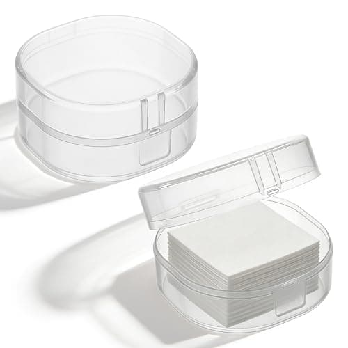 Dplolng 2 Packs Cotton Round Holder, Plastic Travel Cosmetic Pad Dispenser Case, Portable Sealed Storage for Makeup Remover Balls, Pads, Puff, Floss, Beads, Jewelry, Small Items