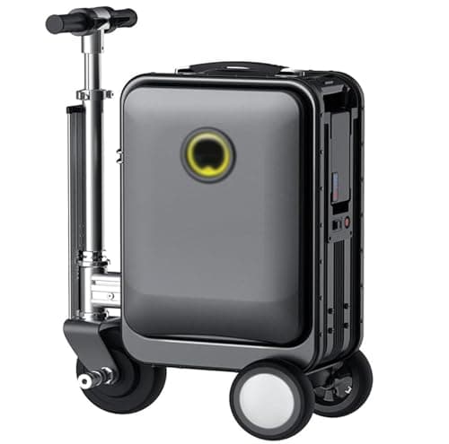 HNBYLMM Electric Suitcase, 20L Electric Rideable Luggage with Telescopic Handle/3-Speed Adjustment/Reverse/Removable Battery/External Charging Port/Load 110KG/8-10 KM, for Travel Black-A
