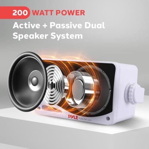 Pyle Outdoor Waterproof Wireless Bluetooth Speaker - 3.5 Inch Pair 3-way Active Passive Weatherproof Wall, Ceiling Mount Dual Speakers System w/Heavy Duty Grill, Patio, Indoor Use — view 2