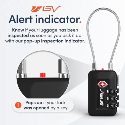 BV TSA Accepted Luggage Travel Lock, Set-Your-Own Combination Lock for School Gym Locker, Luggage Suitcase Baggage Locks, Filing Cabinets, Toolbox, Case (Black, 2 Pack) — view 3