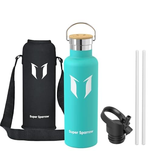 Super Sparrow Stainless Steel Water Bottle - 750ml - Vacuum Insulated Metal Water Bottle - Standard Mouth Flask - BPA Free - Straw Water Bottle for Gym, Travel, Sports — view 2