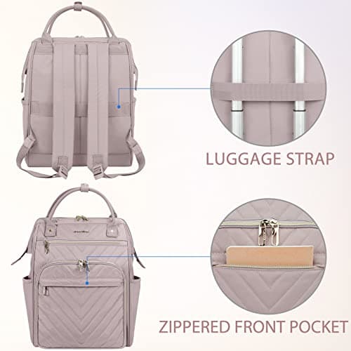 VANKEAN Laptop Backpack Women, 17.3" Computer Backpacks College Work Pink — view 3