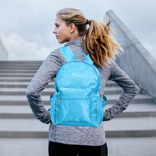 Risipu Lightweight Foldable Backpack Small Waterproof Hiking Rucksack Durable Packable Backpacks for Women Men Outdoor Hiking Biking Travelling Walking Camping (M-Blue) — view 6