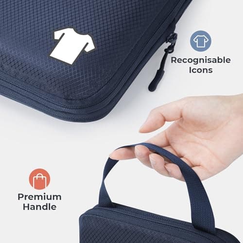 Samfolk Compression Packing Cubes for Suitcases Packing Cubes Compression Set Waterproof Suitcase Organiser Bags for Travel Suitcase Luggage Packing Organizer Bags Travel Essentials Blue 8 Set — view 4