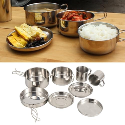 8pack Compacts Folding Cookware Outdoor Cooking Tableware Frying Pan for Hiking and Camping — view 2