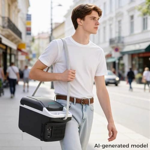 Iceblue Small Electric Cooler, 8 Liter /11 Cans Car Refrigerator (Black) — view 6