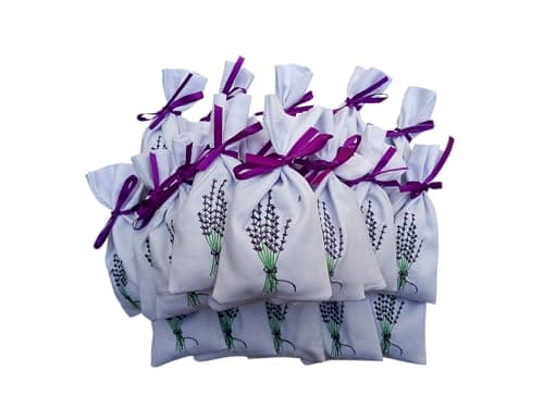 Embroidered Lavender Bags Filled with Dried Lavender (2 white bags) — view 4