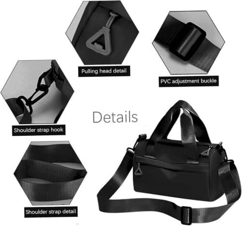Mini Nylon Duffle Gym Bag Black 9.5x4.7x5.5 inch with Adjustable Strap — view 2